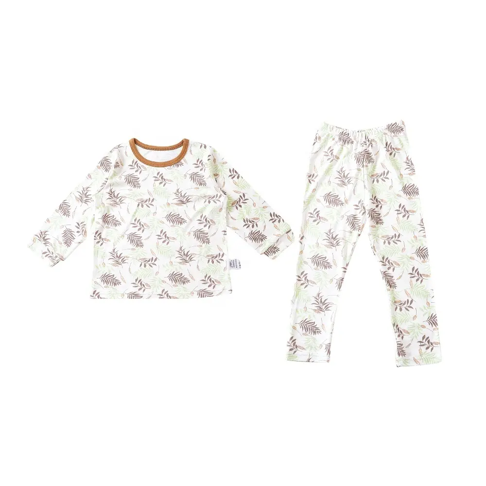 Elinfant Ensemble pour bébé fille Barboteuse à manches longues Printemps Automne Tissu imprimé pour bébé Ensemble de 2 pièces Vêtements de maison pour mère et enfants