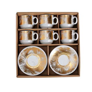 豪华现代瓷茶杯套装12PCS阿拉伯浓缩咖啡茶杯茶碟套装 - Product Image 6