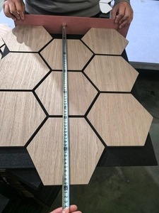 XHWOOD pannello di parete acustica legno MDF pannello di rivestimento della parete Design esagonale decorazione della parete interna tipo speciale formato personalizzato