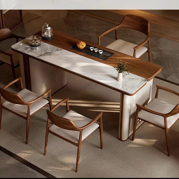 1.2-meter single tea table with 5 Hiroshima chairs