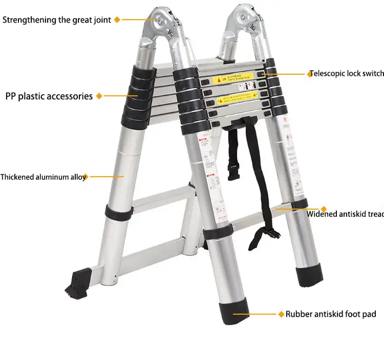 Scaletta di estensione articolata telescopica pieghevole pieghevole in alluminio multifunzionale trattabile