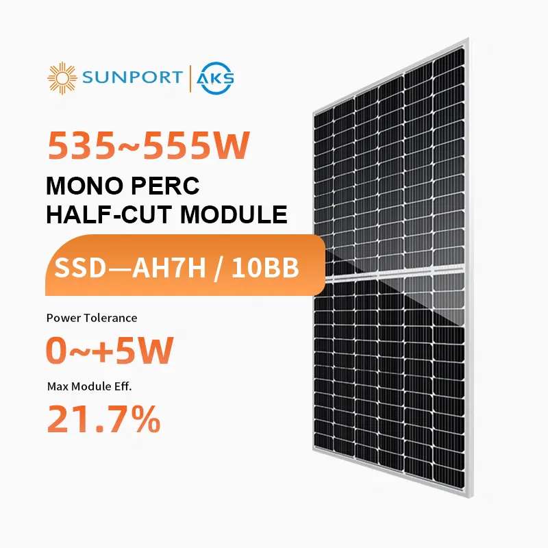 Sun-port murah setengah sel Kelas A 535w 540w 545w 550w 555w Eff. 21.5%, Array Panel modul sel surya untuk rumah