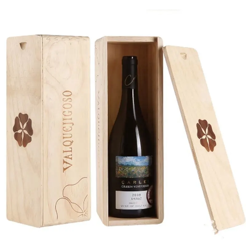 사용자 정의 로고 디자인 나무 상자 slid 뚜껑 레드 와인
