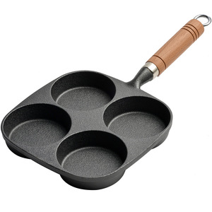 Non-stick Cast Iron Fried Egg Pan 4 Holes Omelette Burger Baking Pan for Quick Breakfast Cooker Thickened <strong>Pie</strong> and Bacon Burner - Product Image 1