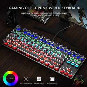 Moda teclado redondo teclado mecânico RGB Backlight Wired teclado para Laptop Desktop
