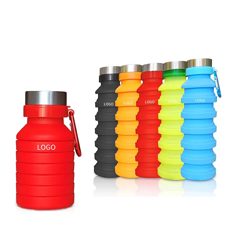 Botella de agua retráctil plegable de silicona, botella de agua telescópica plegable para viajes al aire libre, deportes y bebidas