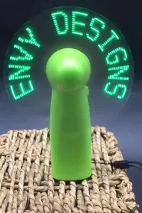 Mini ventilador de luz LED con batería, logotipo personalizado y mensaje personalizado LED preestablecido, ventilador LED de mano eléctrico - Product Image 2