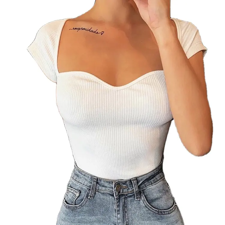 Vêtements pour femmes Tops Fashion Women Sexy Summer Esthetic Clothing Slim Solid Crop Tops T Shirts