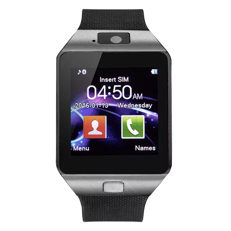 DZ09 स्मार्ट घड़ी टच स्क्रीन के साथ स्मार्टफोन के लिए सिम कार्ड के लिए एंड्रॉयड फोन