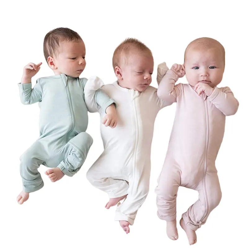 Unisex bebê bebês bambu fibra macacão pijama