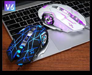 Nuovo mouse da gioco V6 di alta qualità ricaricabile multi-media telecomando touchpad computer hyperspeed mouse con led