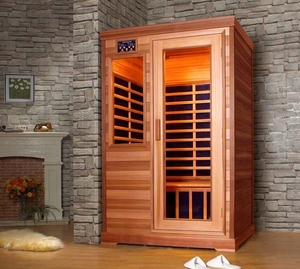 Moderna Sauna a infrarossi per 4 persone con funzione di vapore secco in legno massello pannello di controllo del Computer per uso sanitario - Product Image 3