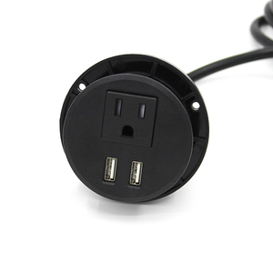 Toma de corriente redonda empotrada con puertos USB duales, toma de corriente de mesa, estación de carga de escritorio con 2 salidas - Product Image 6
