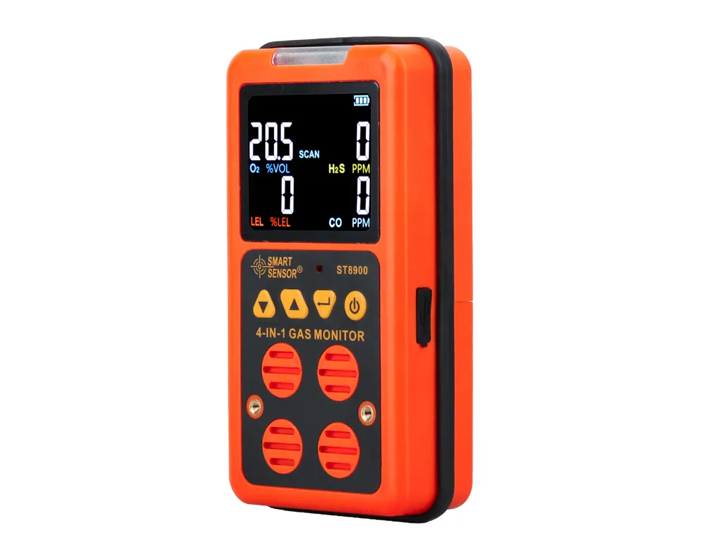 4 in 1 EU Digital Gas Detector O2 H2S CO LEL Handheld Mini Gas Analyzer Air Monitor Gas Leak Tester Carbon Monoxide Meter ST8900