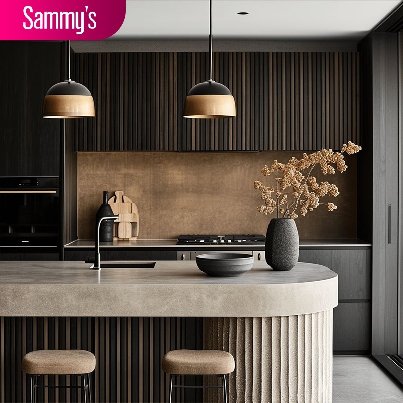 Gabinetes de cocina con chapa de madera