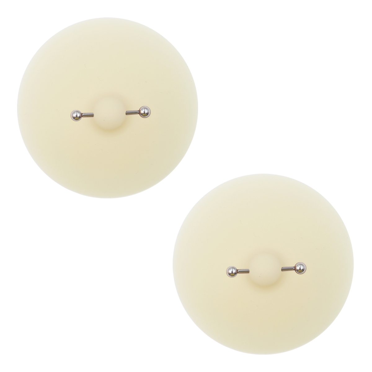 Pasties Beige Clair avec Piercing Couleur Nickel