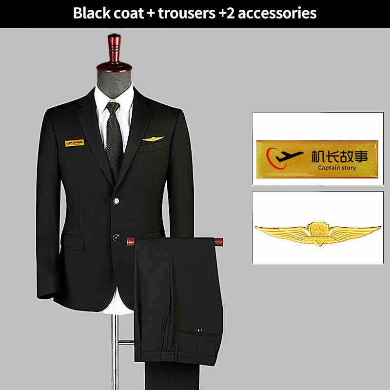 Cappotto nero + pantaloni + 2 accessori
