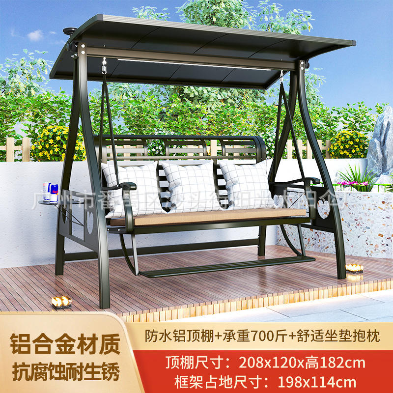 Balançoire horizontale pour trois personnes en or noir