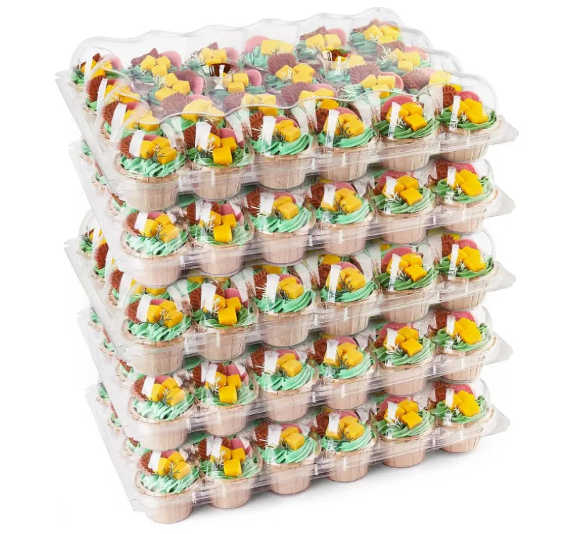 Boîtes de transport pour cupcakes Conteneurs jetables en plastique transparent Plateau de rangement Emballage blister personnalisé