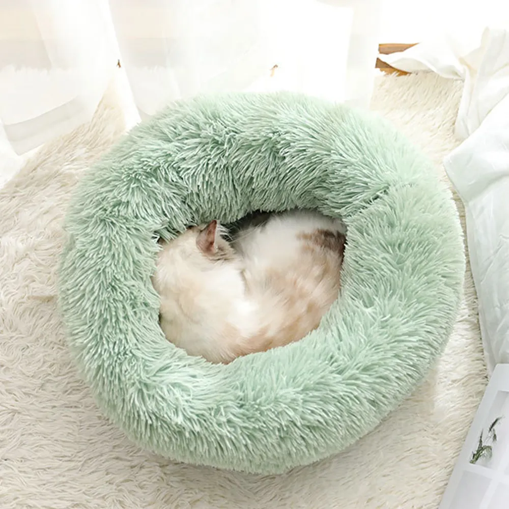 Üreticiler çörek köpek yatağı farklı renkler peluş süper yumuşak dolum evde beslenen hayvan yatak