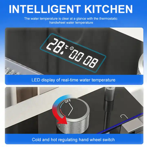 Dikdörtgen 304 kase stainless paslanmaz çelik önlük çiftlik el yapımı akıllı şelale İşlevli mutfak lavabo - Product Image 6