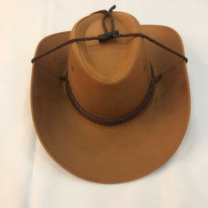 Syh1136 Western Cowboy Cap Sun Summer Riding Caps Faux Imitation Fur Leather Hat Outdoor Camping Knight Cowboy Hat