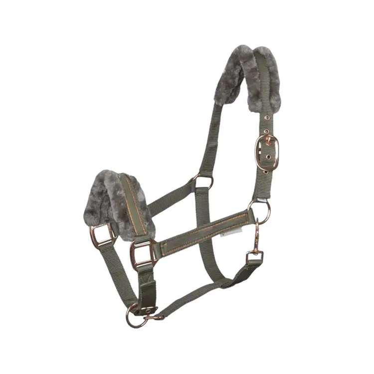 Fabricante ecuestre personalizado hecho caballo acolchado Halter con piel sintética cálida para montar a caballo