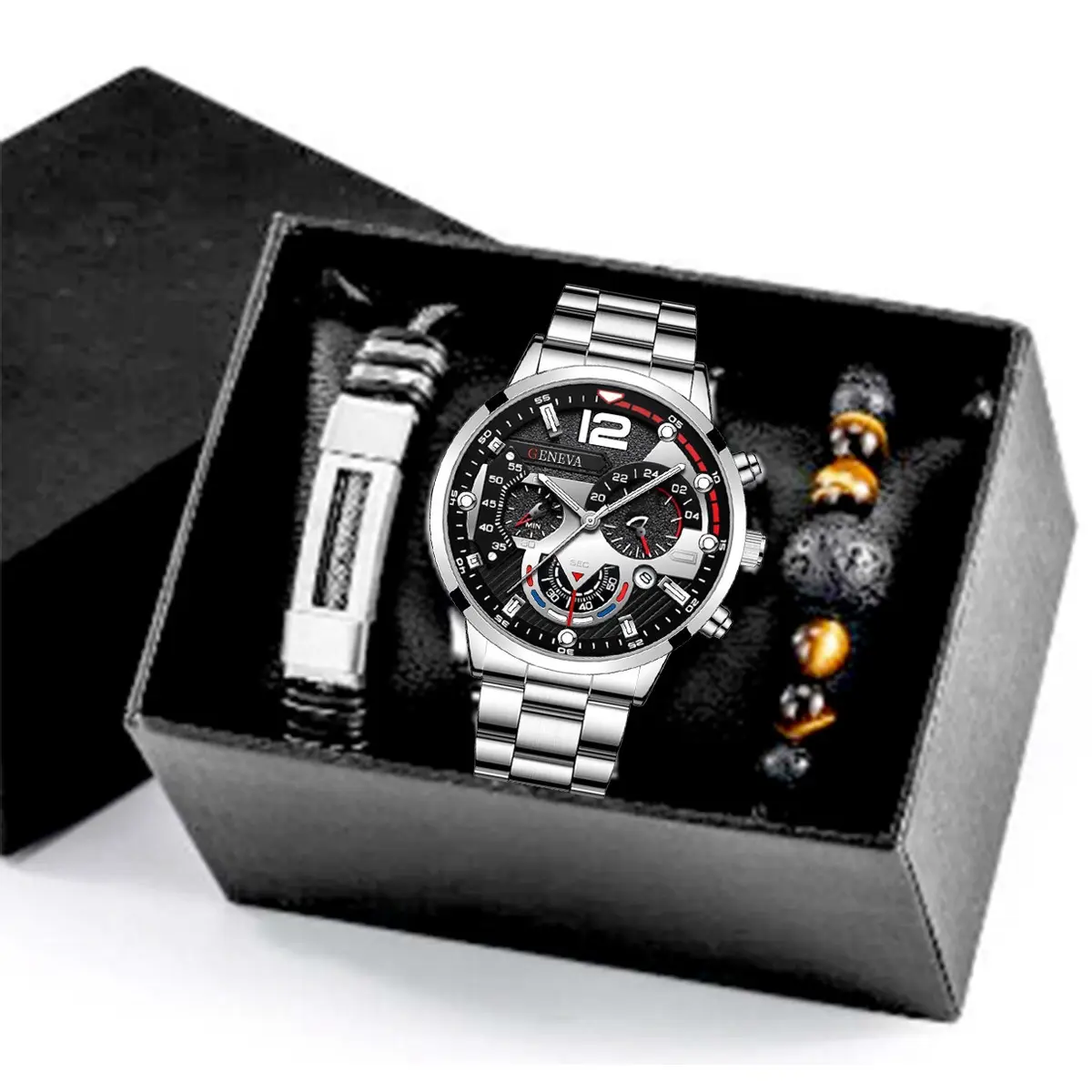 Настраиваемый браслет из бисера модные повседневные мужские часы браслет набор с подарочной коробкой