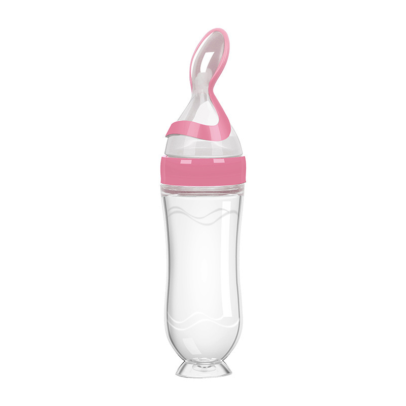 Botella de pasta de arroz con ventosa de 90 ml, color rosa