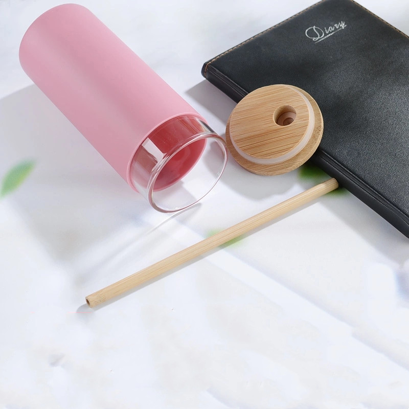 Factory Produced Wholesale Custom Nordic Juice Tea Coffee Glass Cup with Bamboo Lid