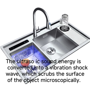 LED dijital ekran Anti-Scratch ile Modern lüks akıllı lavabo ultrasonik vibratör su katalizör fonksiyonu mutfak kullanımı 2 delik - Product Image 4