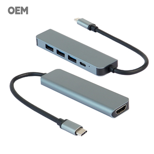 OEM/ODM 5-in-1 USB C Hub 4K <strong>HDMI</strong> <strong>Output</strong> 100W PD <strong>Input</strong> USB 3.0 LAN Port Dual Card Reader - Product Image 6