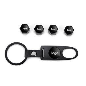 Custom Logo Emblem Air Stem Covers O-Ring Rubber Seal Black <strong>Tire</strong> Valve Stem Caps Key <strong>Chain</strong> Key Ring Wrench Exterior Accessories - Product Image 3