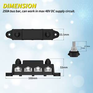 <strong>250A</strong> Terminal Block Power Distribution <strong>Busbar</strong> 4X 3/8&quot; Post(M10) 3X #8 Screw Terminal Block Connector - Product Image 2