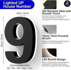 Factory Hot Sale Led Hotel Room Numbers Door House Number Sign for Address Backlit 3d Number - Product Image 4