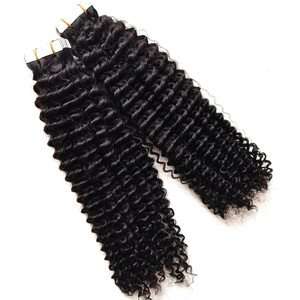 Raw Virgin Remy <strong>Human</strong> Hair 3b 3C Deep Jerry Yaki Raw Curly Body Wave Afro Kinky Straight Burmese Curly Tape in Extensions - Product Image 5