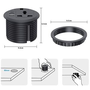 Presa di corrente universale per ufficio rotonda incassata da 20W USB da scrivania presa di corrente per mobili incorporati Multi presa per Desktop - Product Image 2