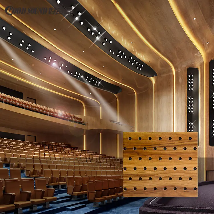 Carreaux insonorisés intérieurs GoodSound Auditorium et Studio Panneaux acoustiques muraux en bois perforé Conception de modèle 3d