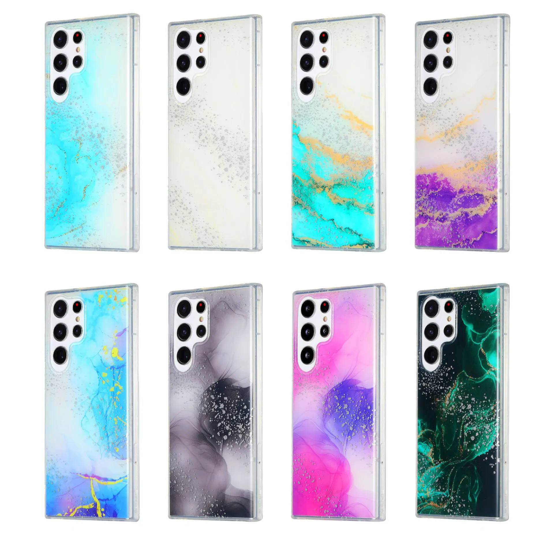 Novo IMD Marble Galvanoplastia Glitter Phone Case TPU Capa Protetora Para Samsung S23 S22 Ultra A54 A53 A14 5G