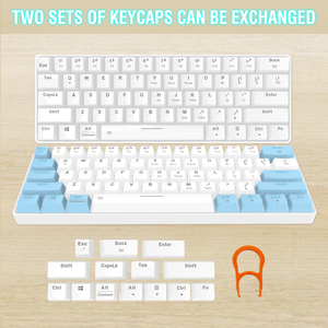 Teclado mecánico programable para videojuegos, 61 teclas, interruptores rojos BT y USB con cable - Product Image 2