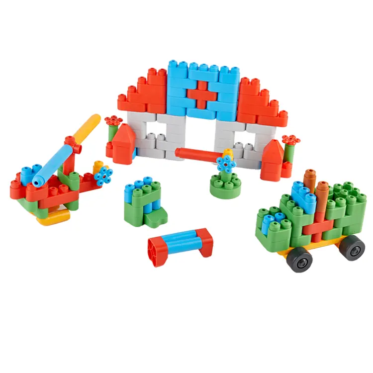 Promozionale di Plastica Per Bambini Di Puzzle di Costruzione FAI DA TE Colorato Building Block Set Toy PolyM Set di Promozione di trasporto