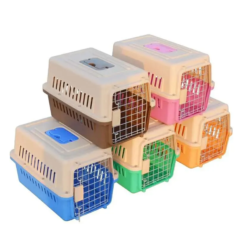 Transport square high impact modern stackable plastik grosir portable travel pet kucing anjing peti