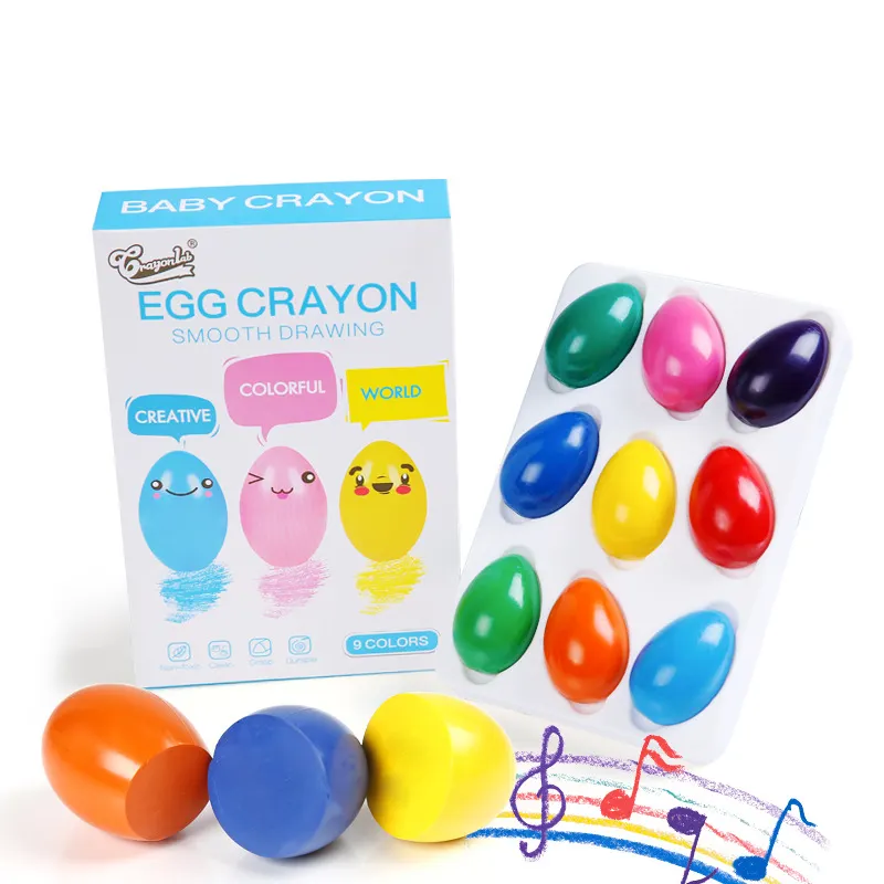 Pastelli a forma di uovo Palm Grip Set 9 colori pastelli Non tossici pastelli lavabili per bambini piccoli