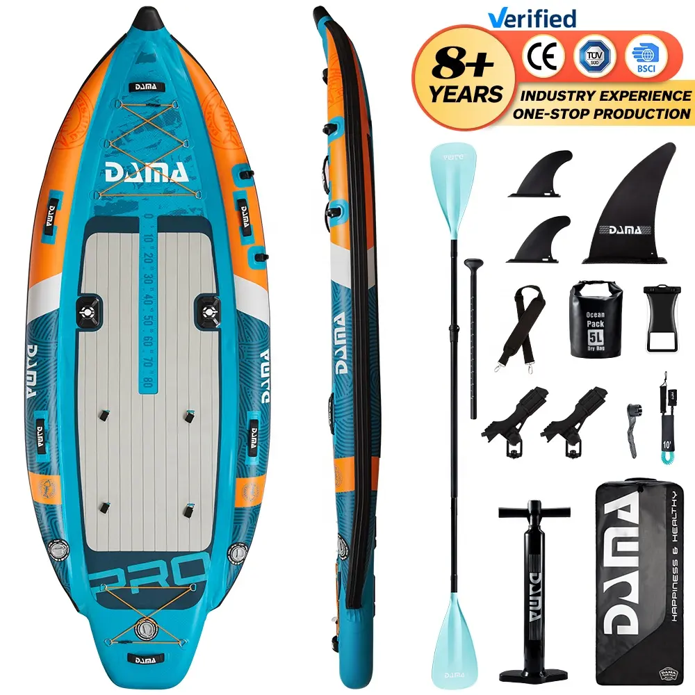 Oceano 10'6 "inflável pedal caiaque 2 personas pesca esportiva pedal plástico ponto gota caiaque barco sup paddle board