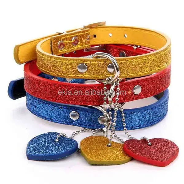 Unique Heart-Shaped Light Pet Dog Cat Collar Pu Leather Adjustable Collar pet accessories