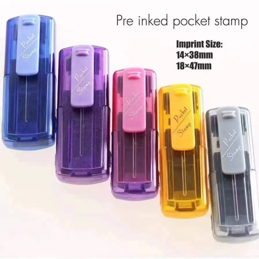 Campione gratuito mini timbro tascabile autoinchiostrante portatile nome indirizzo firma flash pocket stamp timbro pre-inchiostrato