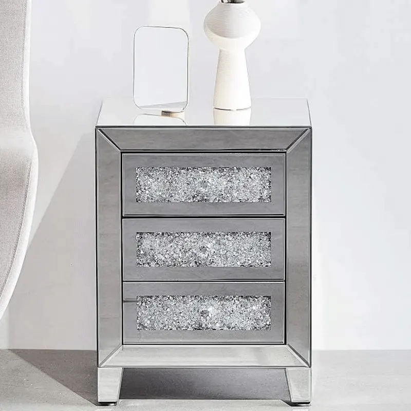Nuovo stile di alta qualità luce moderna di lusso in argento comodino camera da letto mobili specchio tavolino