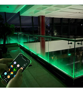 ราวบันไดกระจกนิรภัย LED กลางแจ้งแบบไร้กรอบพร้อมไฟ LED สำหรับระเบียงสระว่ายน้ำราวบันไดอลูมิเนียม - Product Image 4
