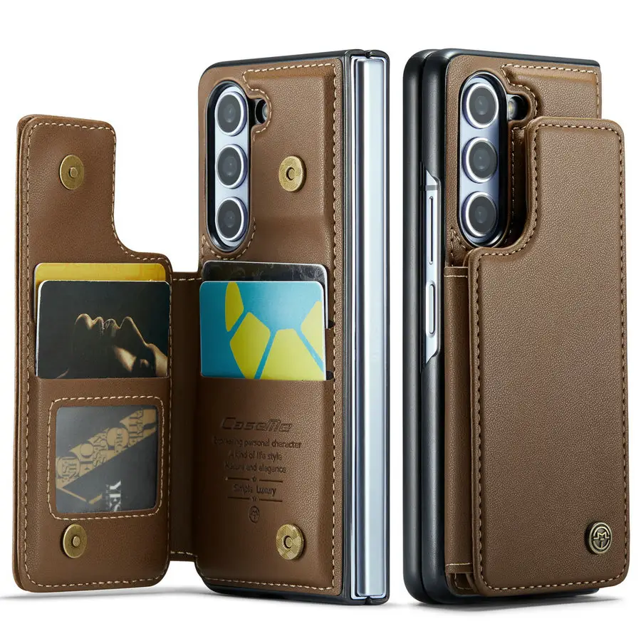 Caseme 2023 Nieuwe Producten Voor Samsung Z Fold 5 4 3 Telefoon Case Lederen Achterkant Rfid Beschermer Voor Samsung Galaxy Z Fold 5 Case