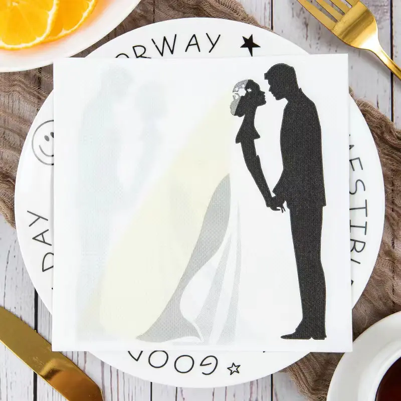 מפיות נייר אמנותי עיצוב חתונה עם מפיות פרטיות בהתאמה אישית יוקרתית